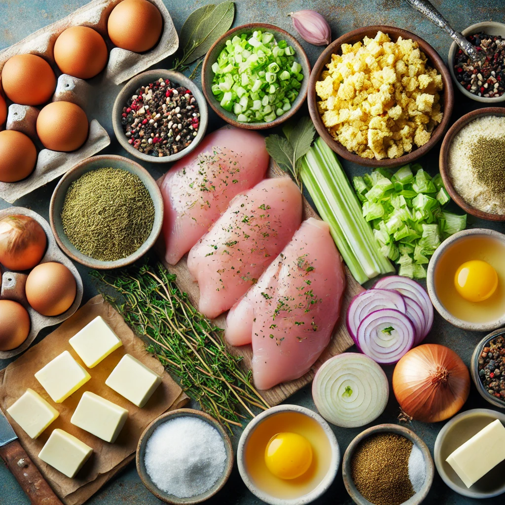 Ingredients for Chicken and Dressing